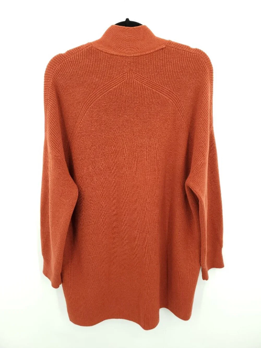 Lululemon Merino Wool-Blend Ribbed Long Wrap Sweater Sz 10 Cayenne Rust Orange